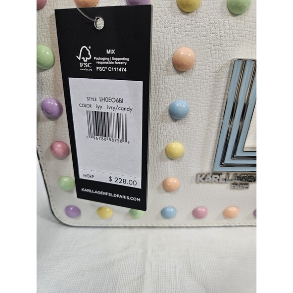 Karl Lagerfeld Paris Simone Flap Crossbody Handbag Pastel IVRY/CANDY Girlhood - Picture 8 of 10